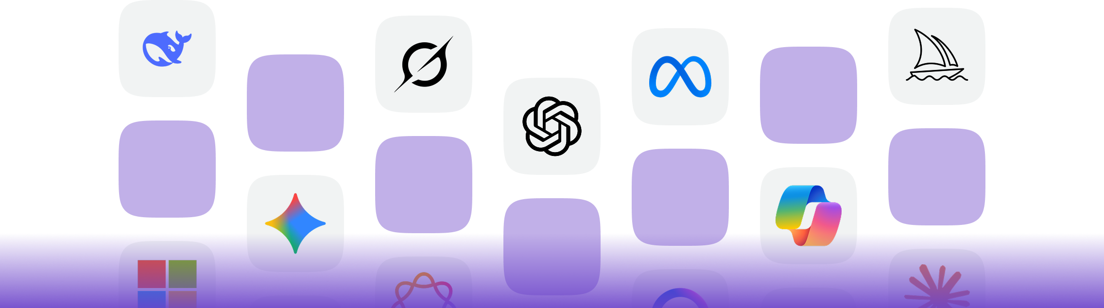 لوگوهای ابزارهای هوش مصنوعی پشتیبانیشده: ChatGPT، Gemini، Midjourney، Claude